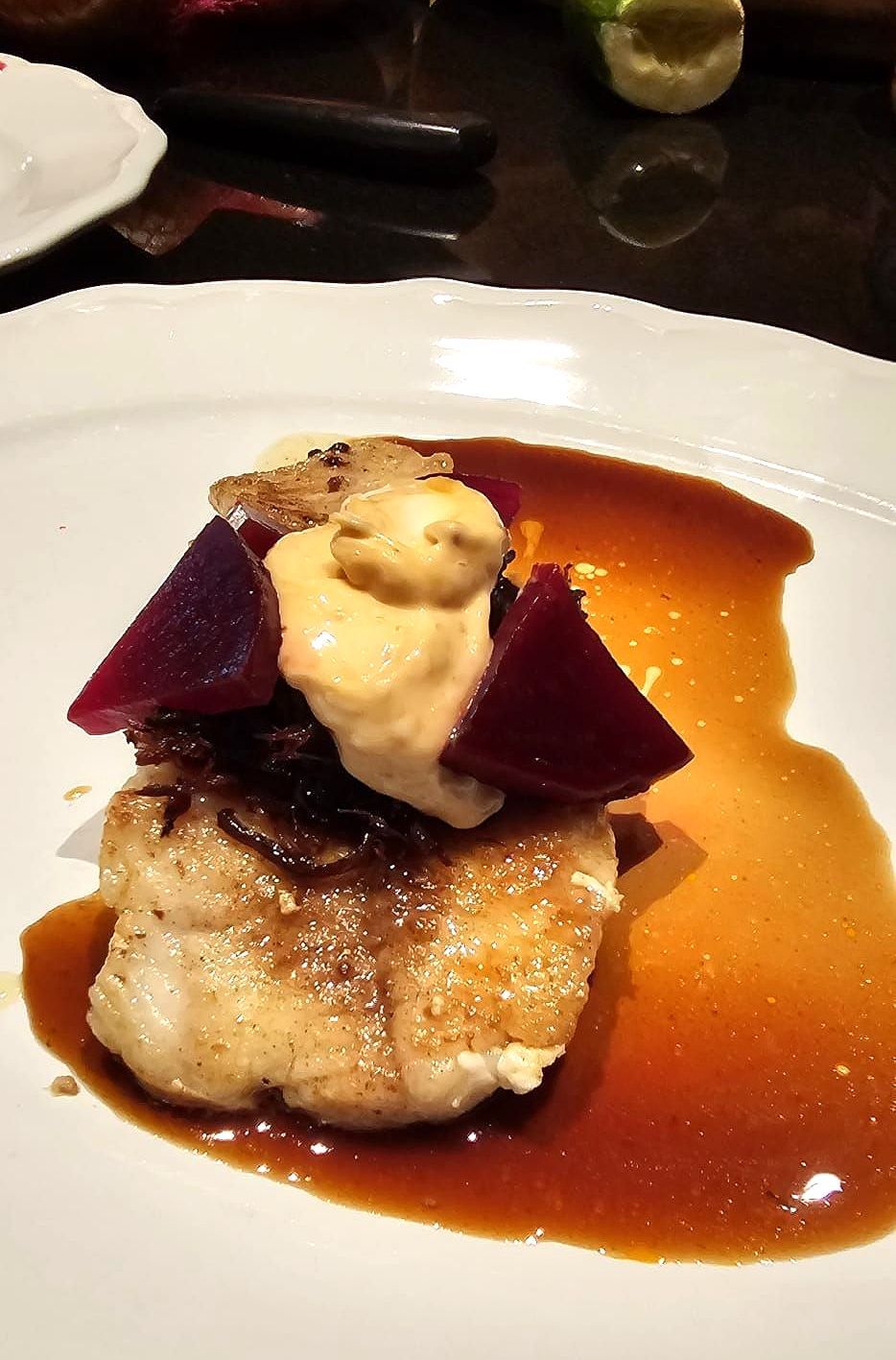 Zeewolffilet met krokante sukade