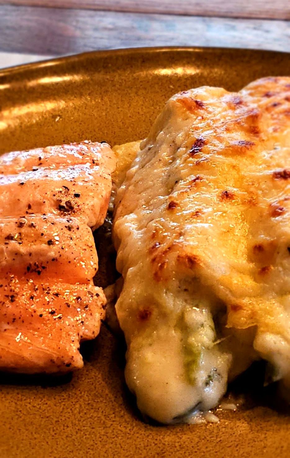 Groene aspergecannelloni met parmaham en tallegio