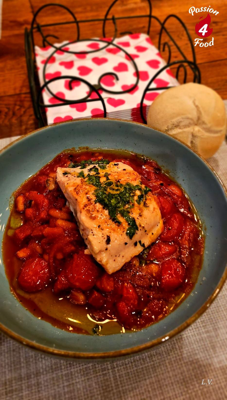 Witte bonen stoofpot met zalm en chorizo