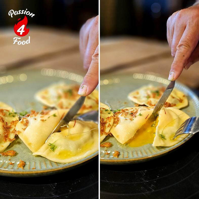 Ravioli met lopende eidooier