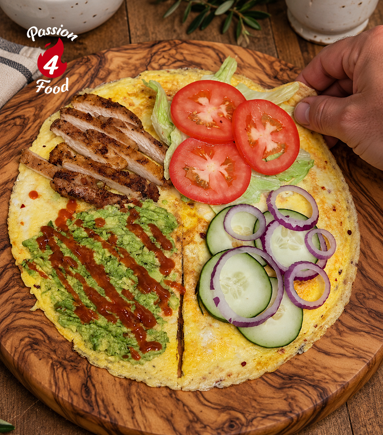 Ricepaper Eggwraps met kip en avocado