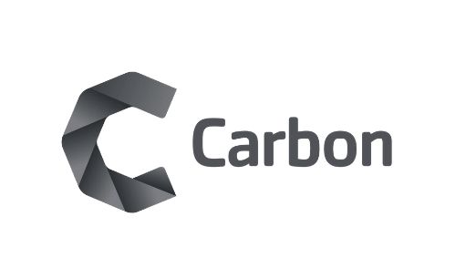 Carbon logo with a gray faceted hexagon icon and the word 