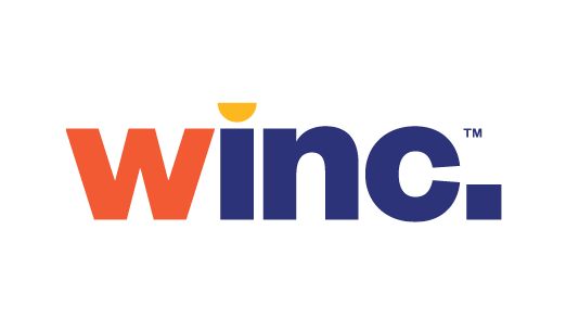 Winc. logo in orange and dark blue on a white background