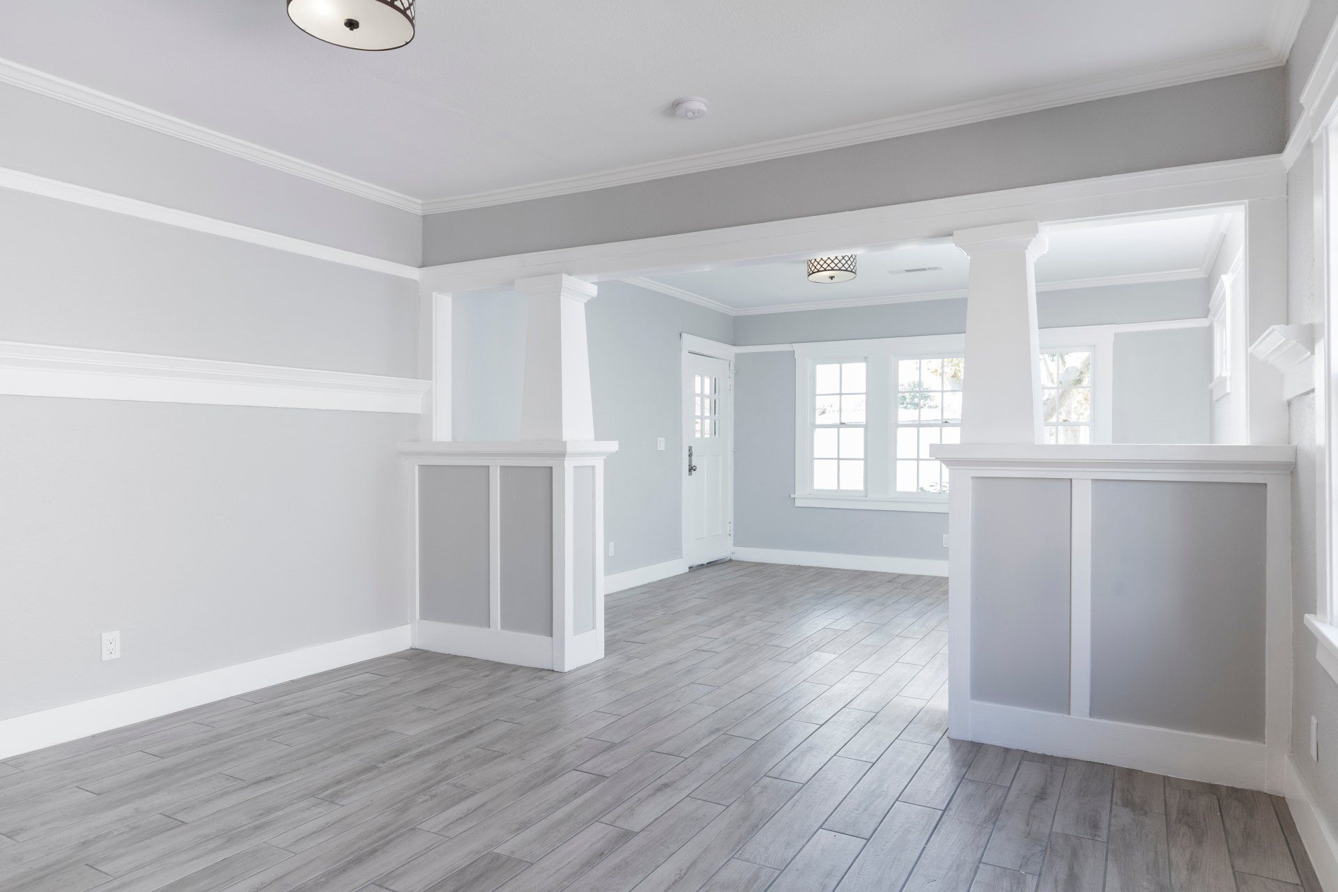 Beautiful home with grey and white paint job