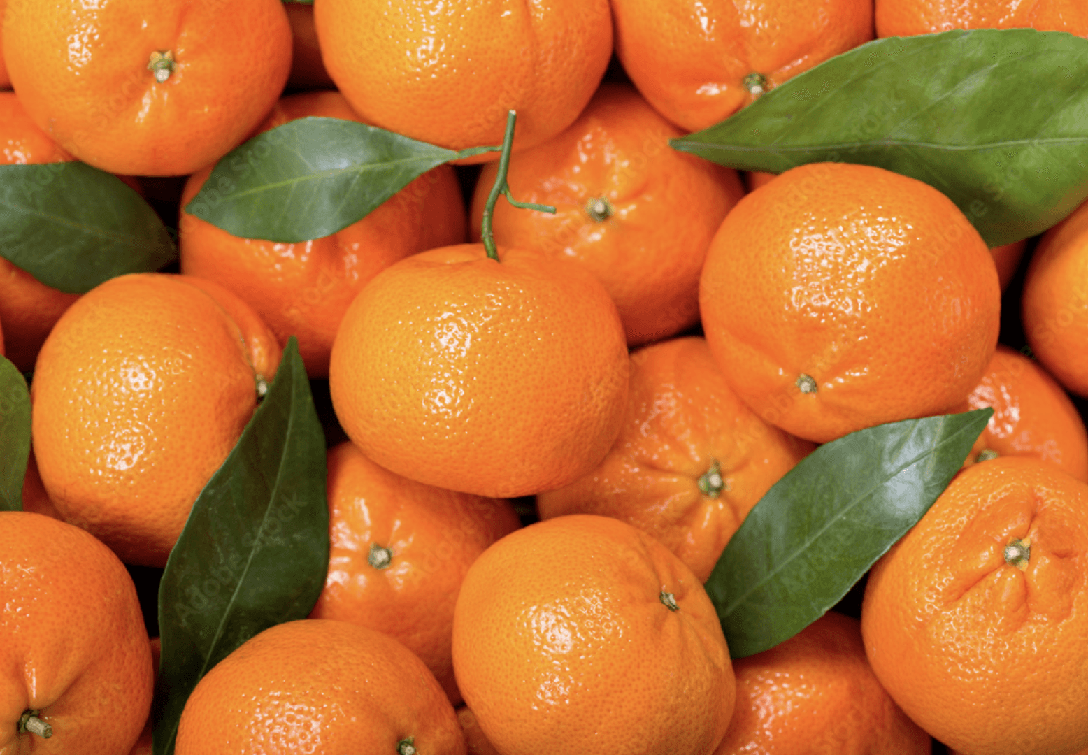 Un montón de naranjas con hojas verdes sobre ellas.