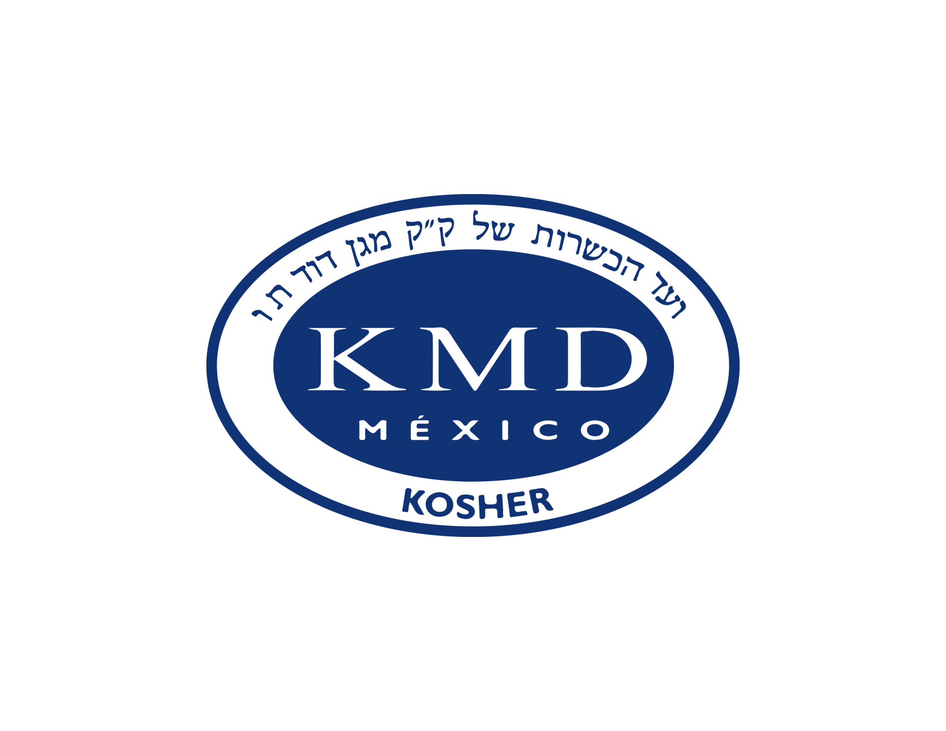 Se muestra un logotipo de KMD México Kosher sobre un fondo blanco.