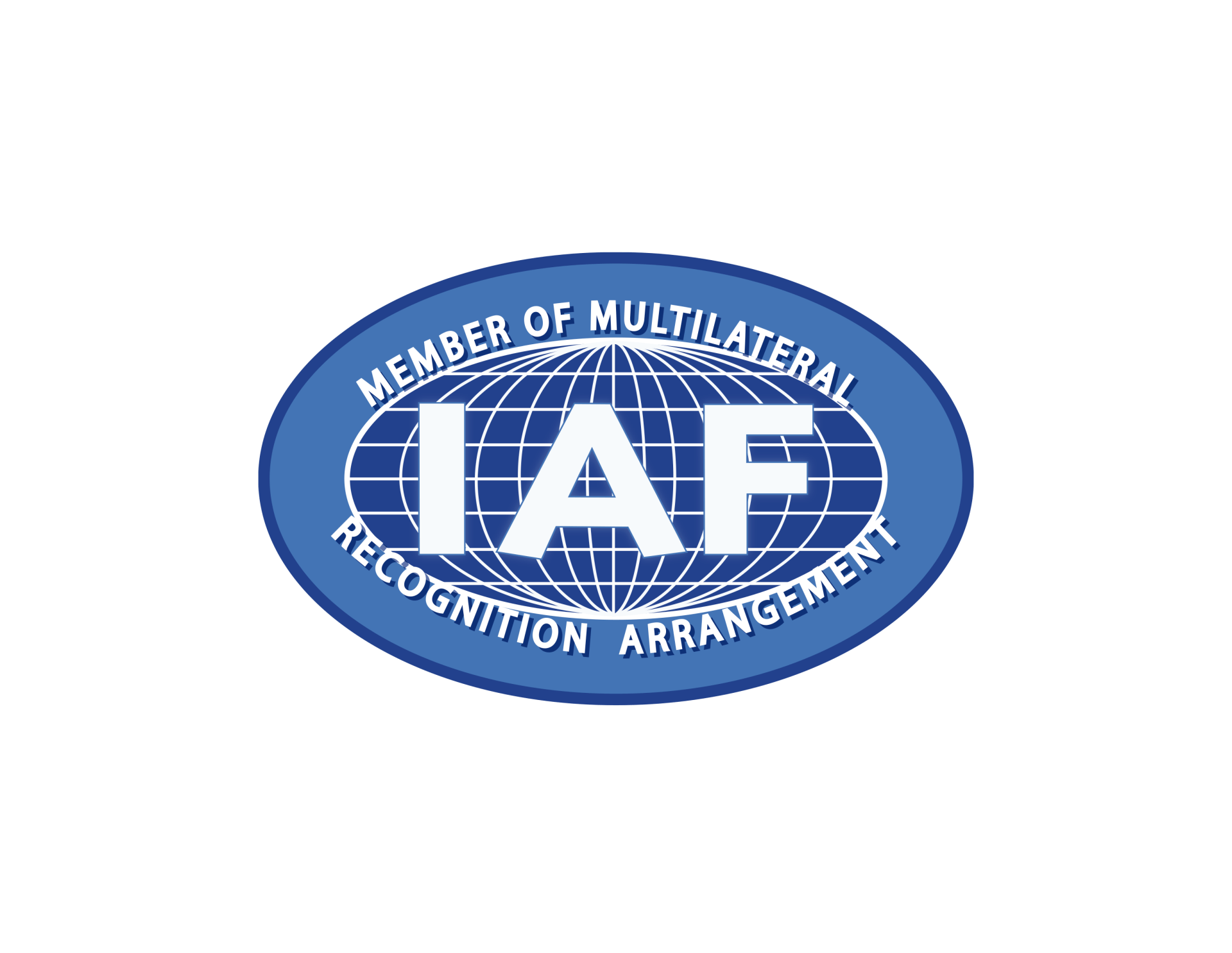 Un logotipo ovalado de color azul que dice miembro del acuerdo de reconocimiento multilateral.