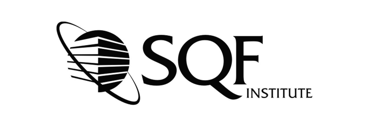 Un logotipo en blanco y negro para el instituto SQF.