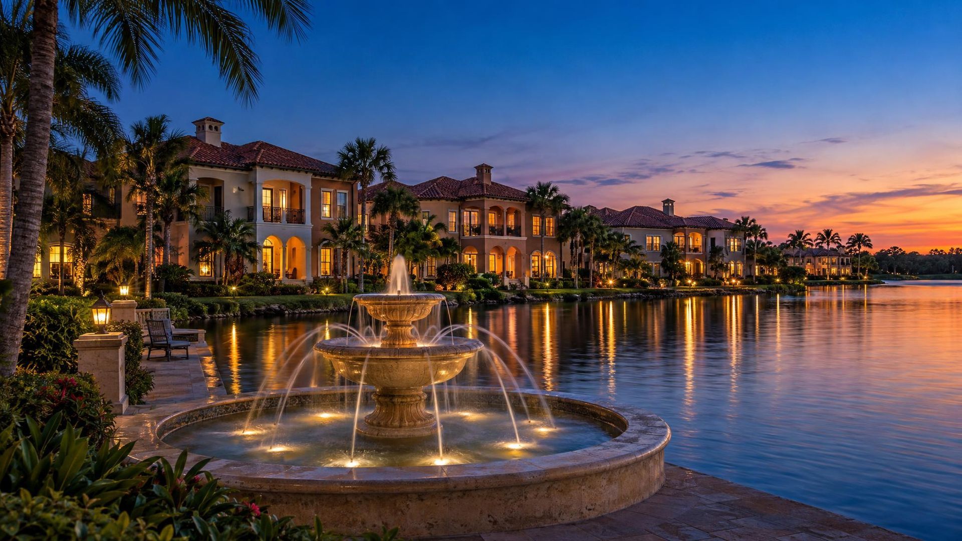 Lakeside villas at The Fountains Bluegreen resort on International Drive in Orlando