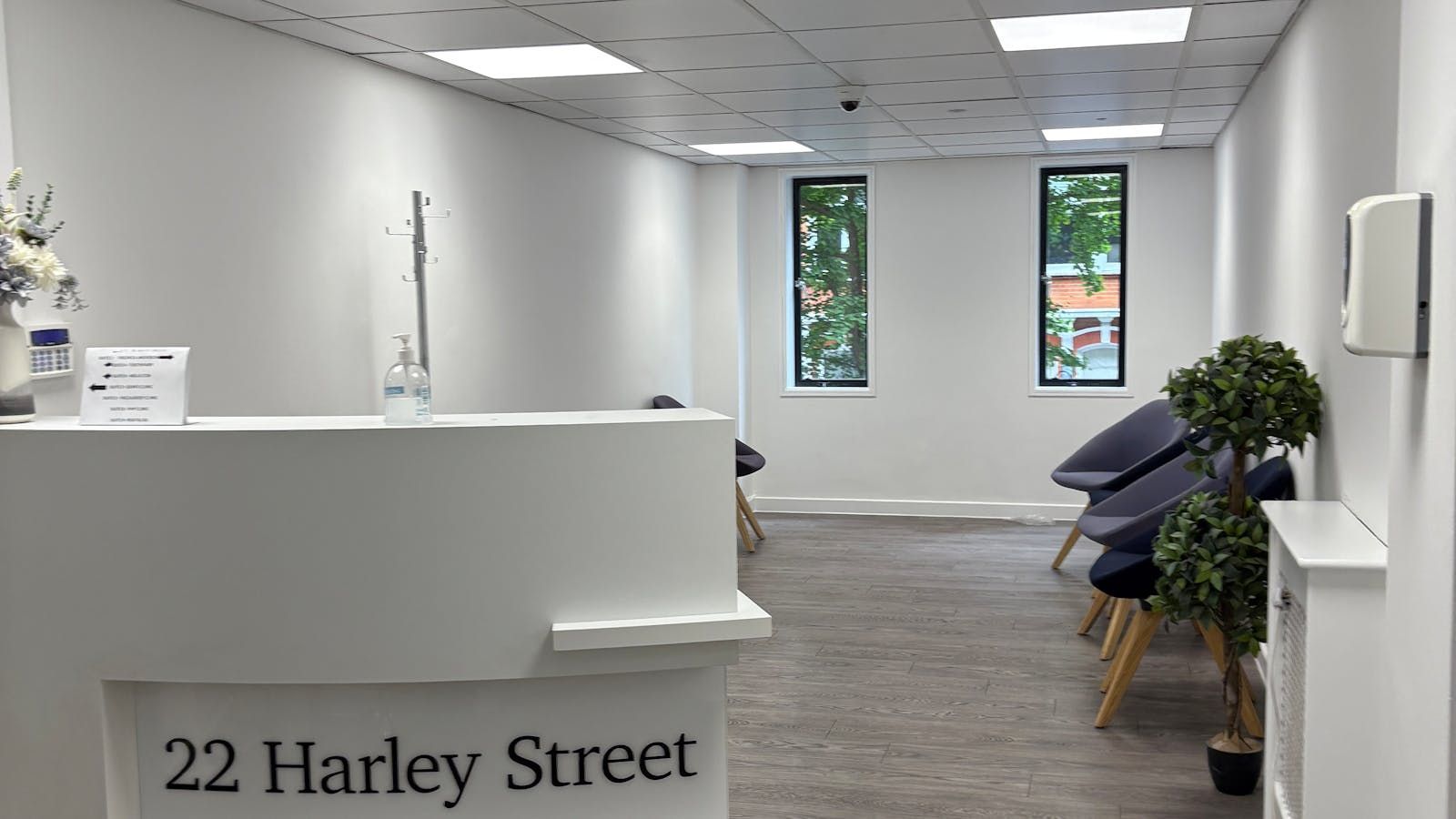 Reception area at the Harley Street clinic in London