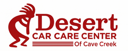 Desert Car Care Center logo with red camel graphic and text &ldquo;Cave Creek&rdquo;