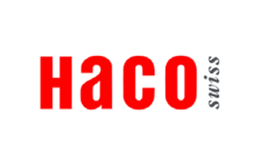 A logo for haco swiss cuisine sante with a frog on it