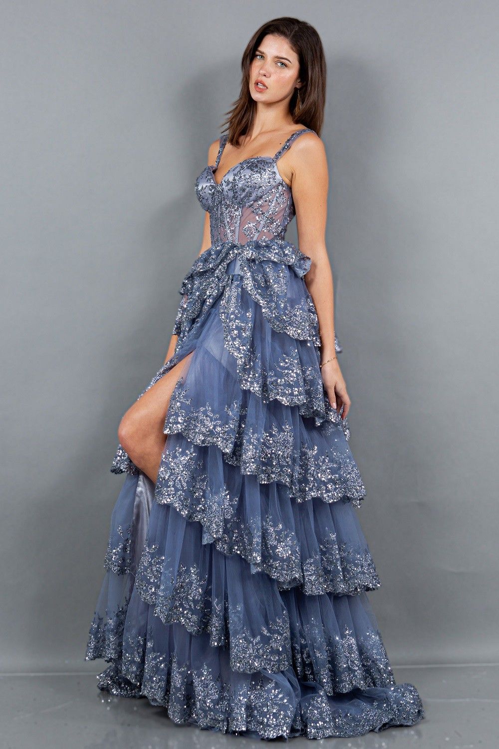 Layered tulle formal, pageant, evening gown at beyond le veils bridal
