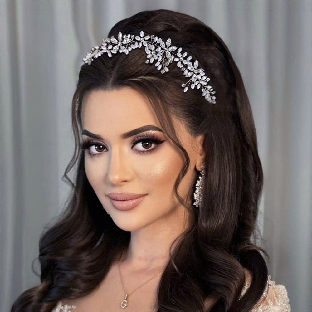 BRI450 Crystal Grace Pearl & Rhinestone Bridal Headband