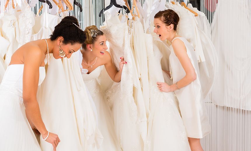 Brides having fun at beyond Le Veils Bridal Vancouver, WA