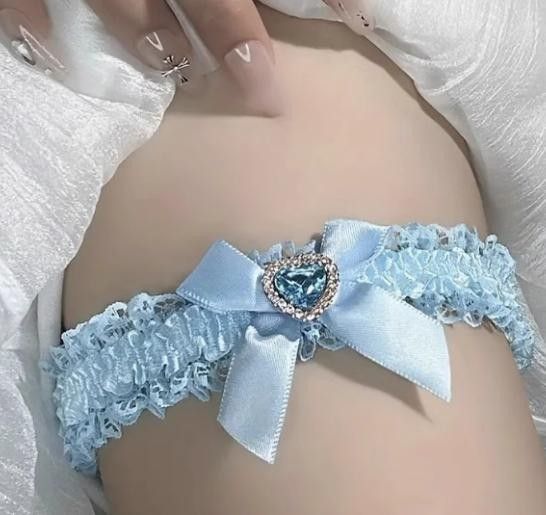 ? Bridal Garter With Rhinestone Heart – “Something Blue” Elegance