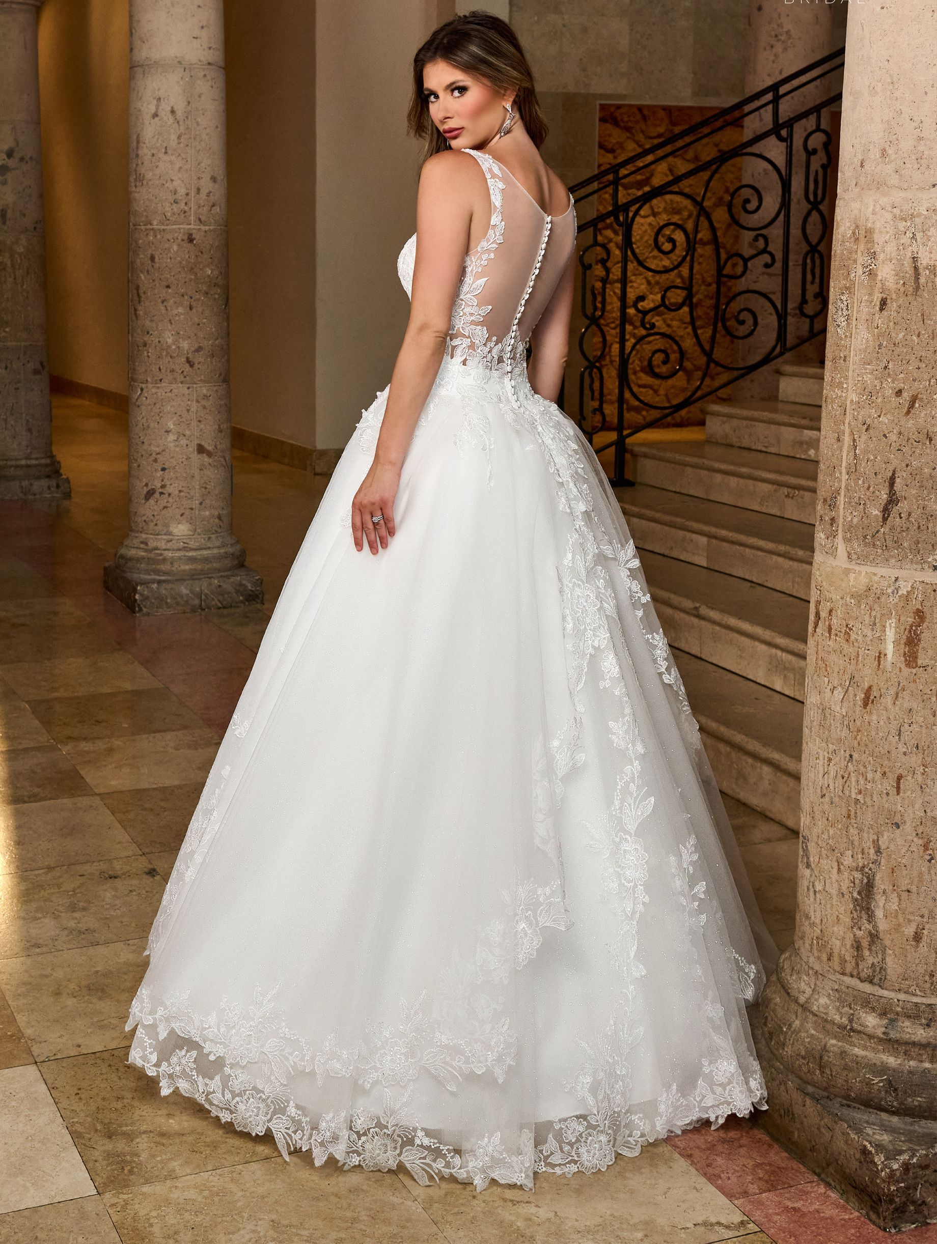 BG0124BR- Majestic Elegance Glitter Tulle Ball Gown