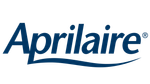 The aprilaire logo is blue and white on a white background.
