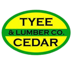 Logo for Tyee & Lumber Co. celebrating 40 years, featuring yellow and green design with