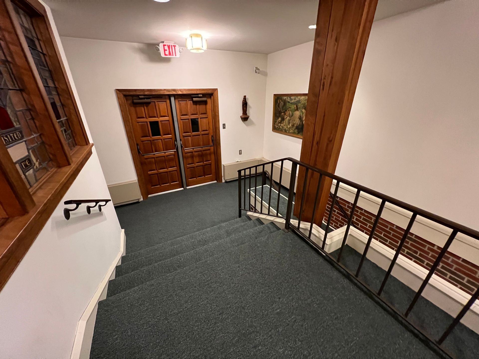 church corridor with carpet floors