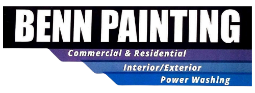 A logo for benn painting is shown on a white background
