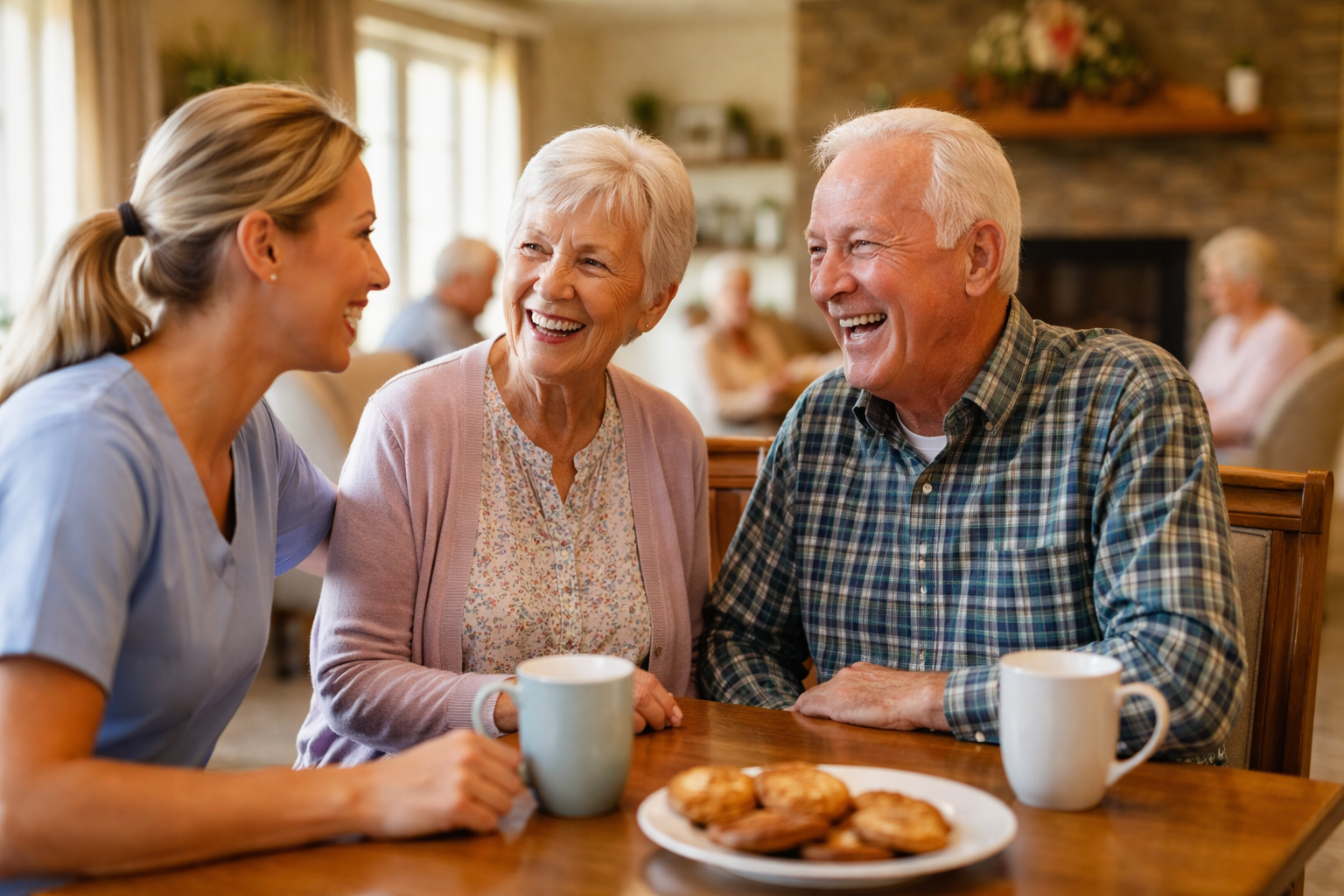 Family visiting a warm assisted living home in Colorado Springs