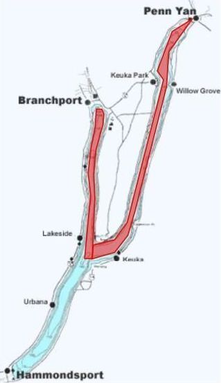 a map showing the location of hammondsport and penn yan