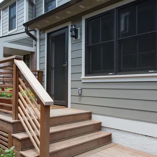 A house with stairs leading up to the front door. James McCoy Remodeling Services Serving 19072,19003,19118,19444,19095 and surrounding areas