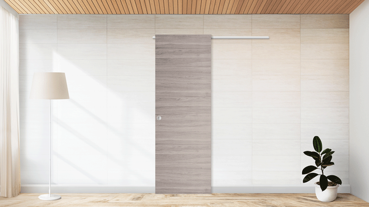 Scorrevole a parete con binario a vista singola