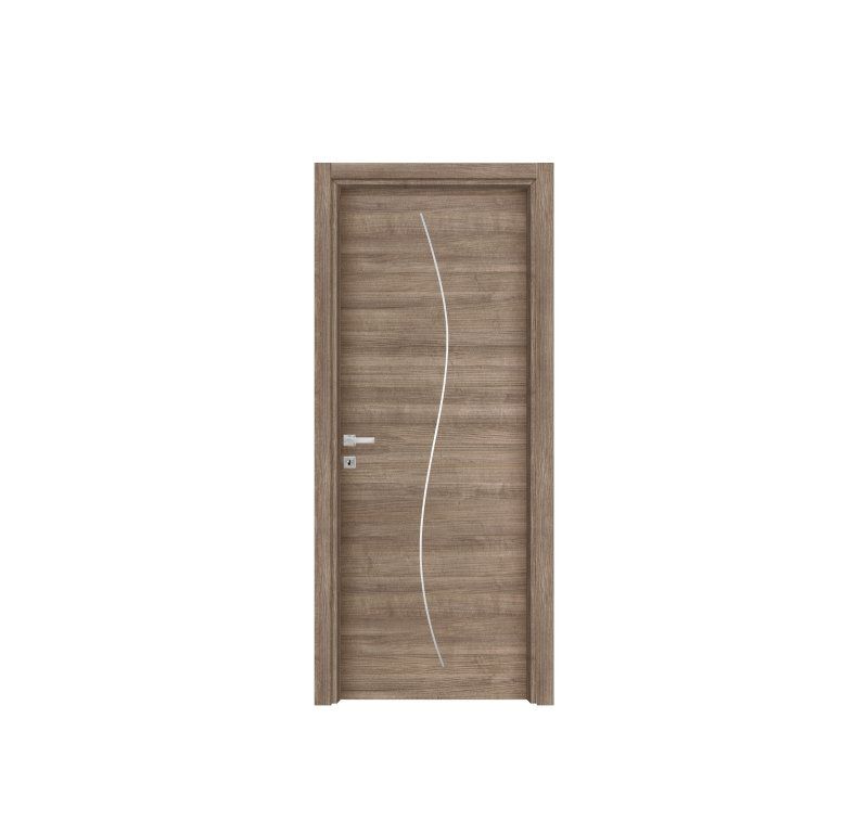 Porta in legno chiaro con linea sinusoidale