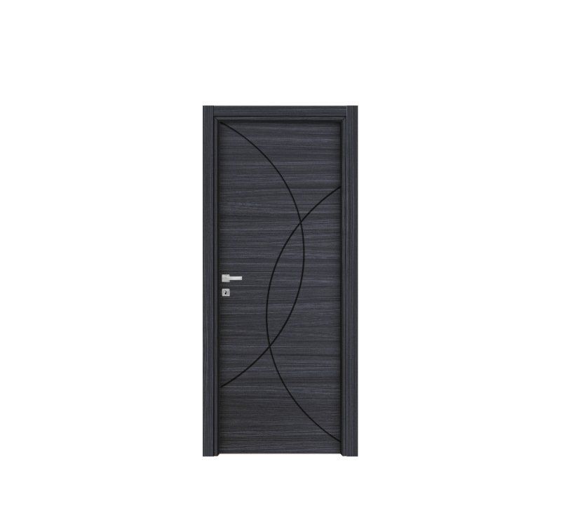 Porta scura in laminato con linee incise