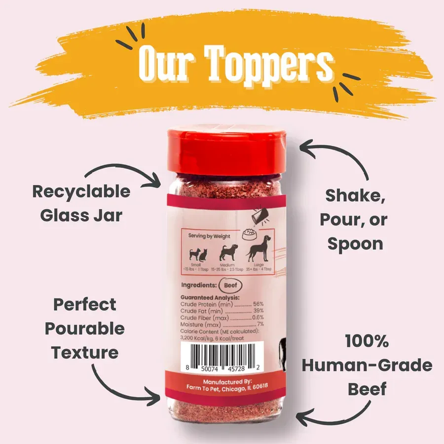 Treat Topper Beef Dog Food Topper | Powdered