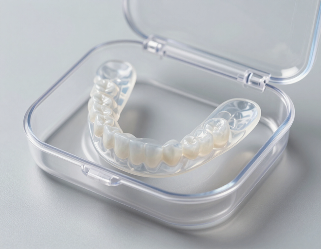 Custom dental nightguard in a clear case
