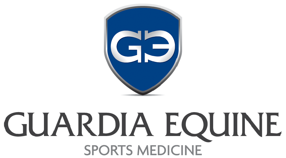 Logo for Guardia Equine Sports Medicine: blue shield with 