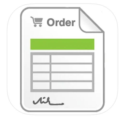 Order form icon with green header and gray table lines on a white page