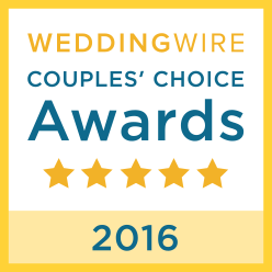WeddingWire Couples’ Choice Awards badge, 2016, with five gold stars