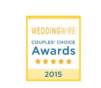 WeddingWire Couples' Choice Awards 2015 badge with gold border and stars