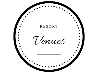 Circular black-and-white logo reading “Resort Venues” with dotted border