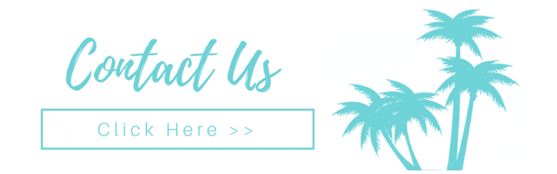 “Contact Us” banner with a “Click Here >>” button and teal palm trees on a white background