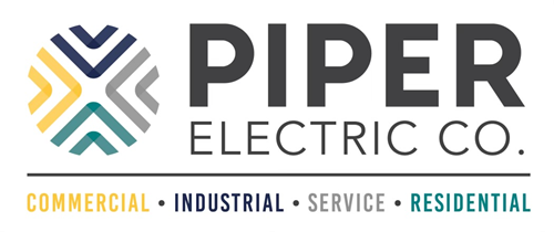 Piper Electric Co. logo with blue, gold, and gray emblem and text for commercial, industrial, service, residential units