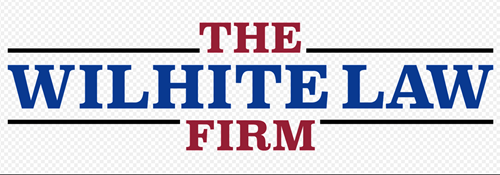 The Wilhite Law Firm logo in blue and maroon text with horizontal lines