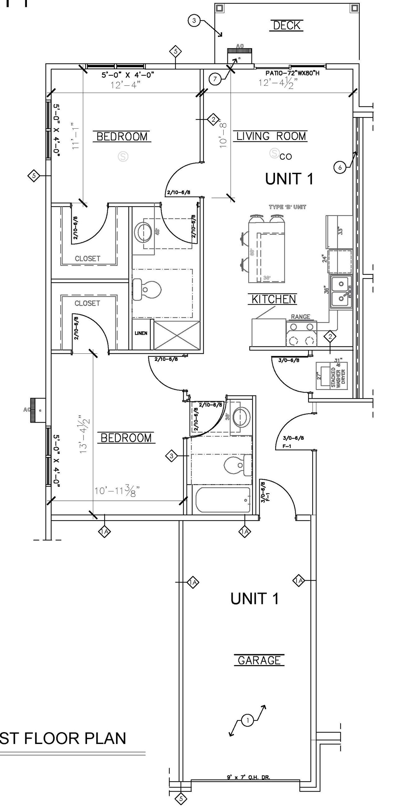 2 bed 1 bath Black-and-white architectural floor plan of a house layout with labeled rooms and hallways