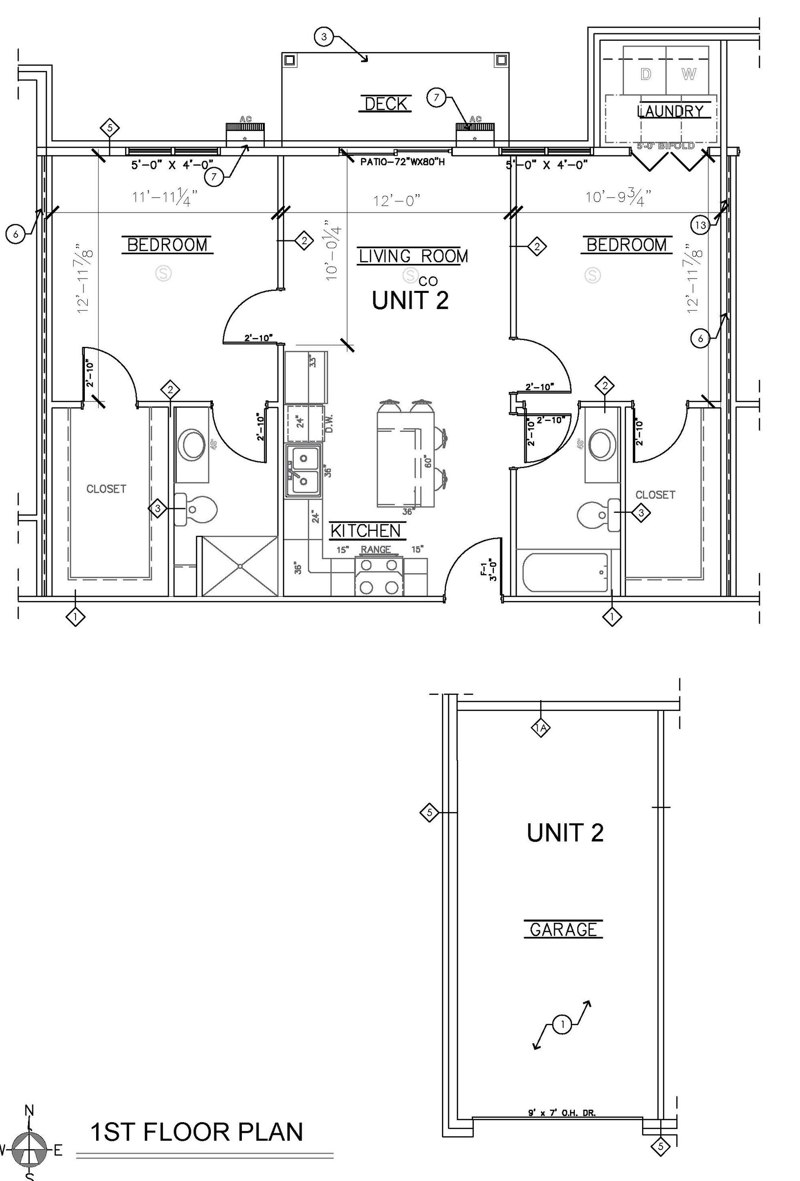 2 bed 2 bath Black-and-white architectural floor plan labeled “1st floor plan” with rooms and dimensions.