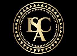 Gold ISC monogram in a circular decorative black-and-gold emblem