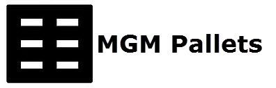MGM Pallets logo with black icon and bold black text on white background
