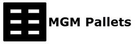 MGM Pallets logo with black icon and bold black text on white background