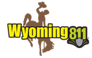 Wyoming811 logo with yellow text, brown cowboy silhouette, and green book icon