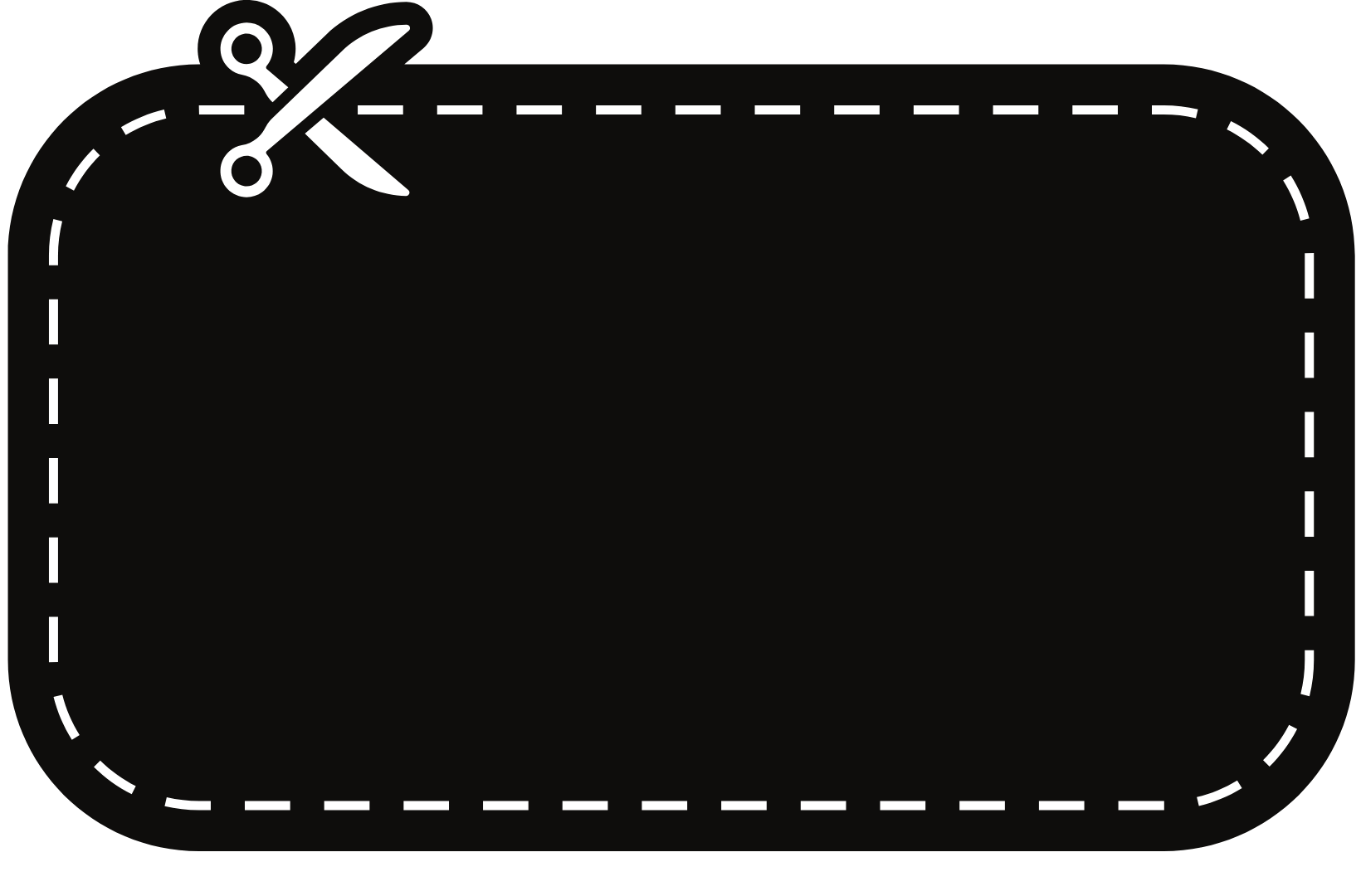 Black Coupon  icon with dotted line for cutting and white scissors icon