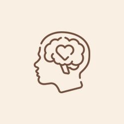 a line drawing of a person 's head with a heart in the brain .