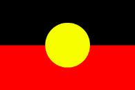 a red , black and yellow flag with a yellow circle in the middle .